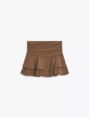 Zara Ruffle Mini Skort in Chocolate Brown Size M